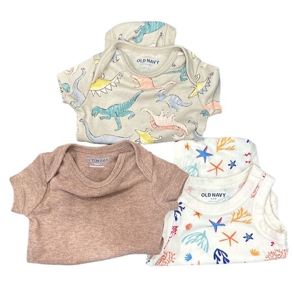 Old Navy 3-Pack Baby Boys Short/Sleeves Bodysuits 0-3 M - Picture 2 of 5